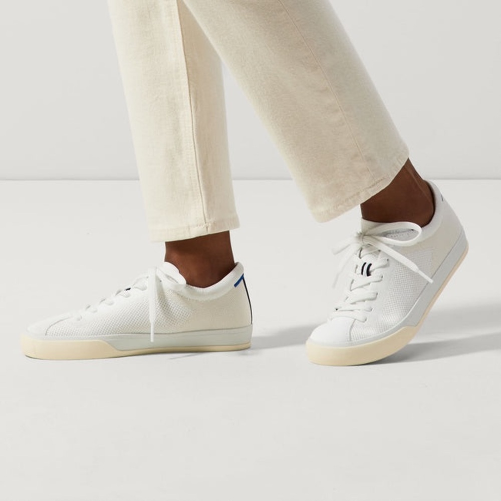 NIB Rothy’s The Lace Up Sneakers Classic Navy & Off White Cream
